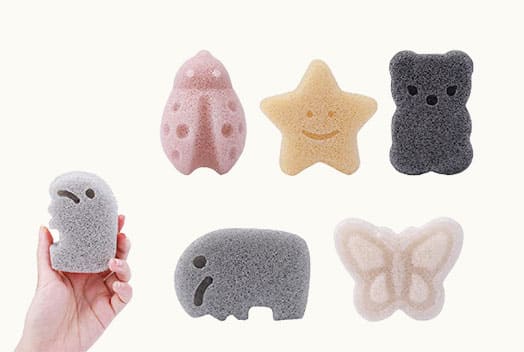 Interesting natural bath sponges in various styles